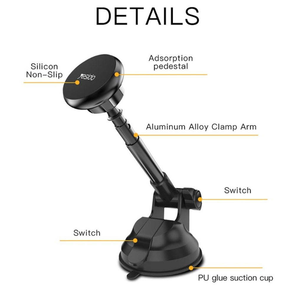 Yesido C41 Universal Magnetic Car Holder, Black