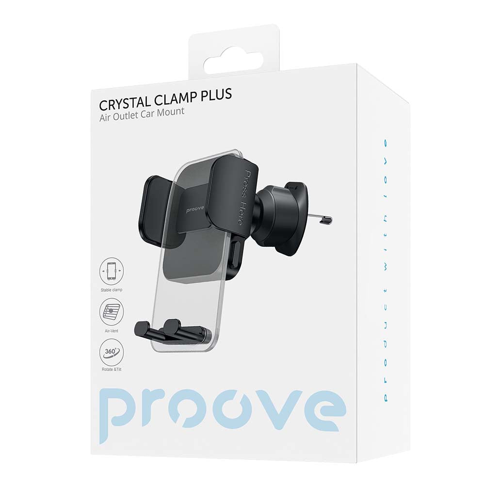 Автомобилен държач Proove Crystal Clamp Plus Vent, 4.7inch - 6.9inch, Черен CHCCP0000001