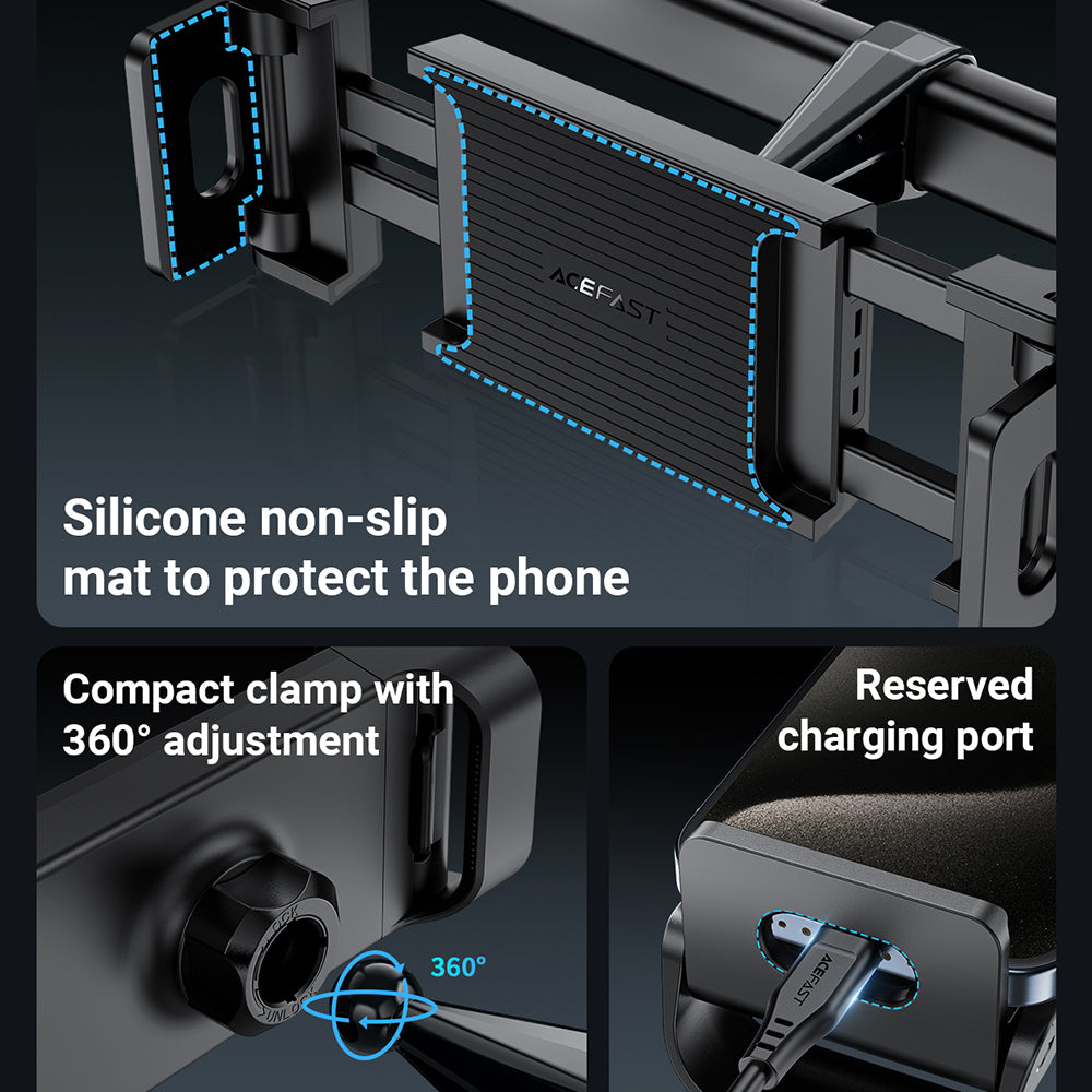 Автомобилна стойка за облегалка Acefast D8 за телефон / таблет, 4.7inch - 12.9inch, черен