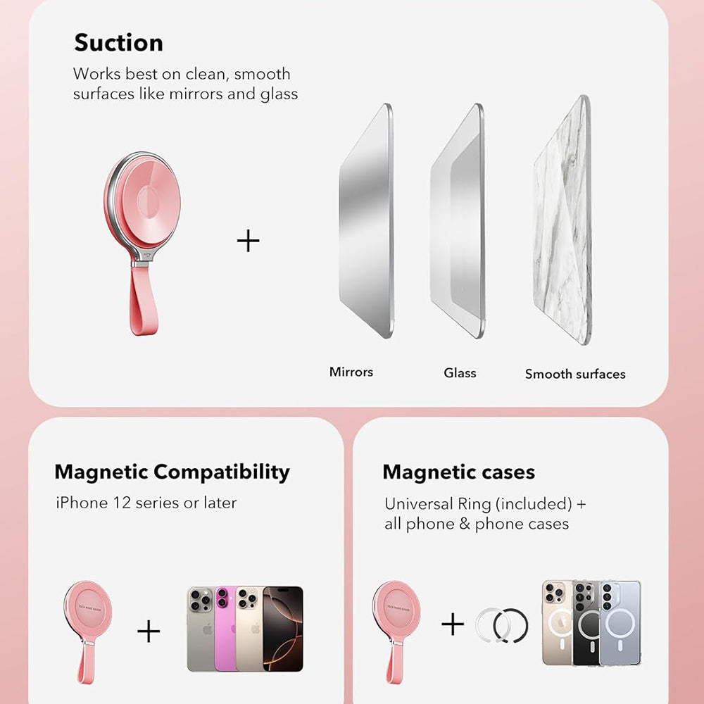 Подложка за пръстен ESR HaloLock Leather, Универсална, Розова