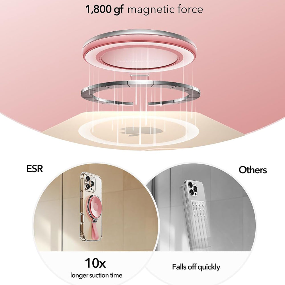 Подложка за пръстен ESR HaloLock Leather, Универсална, Розова