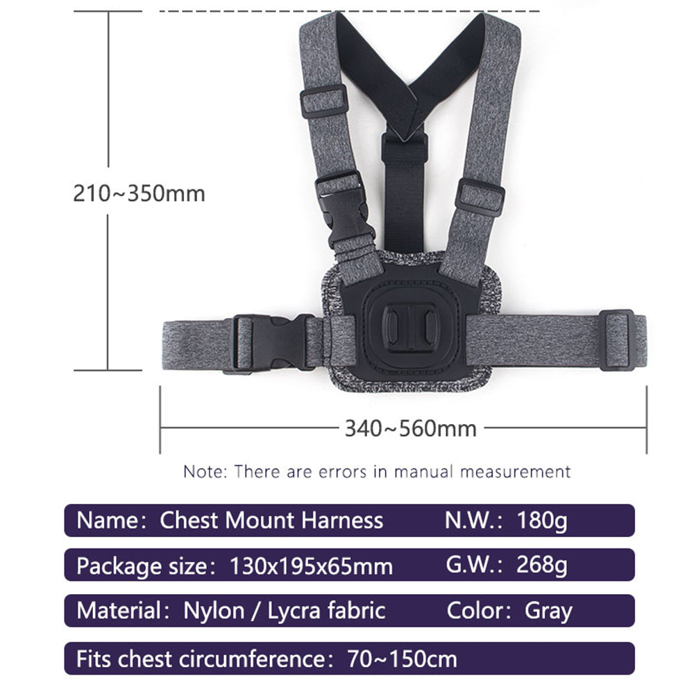 Поддръжка за гърдите на спортна камера Techsuit JX-002 за серията GoPro, Сив