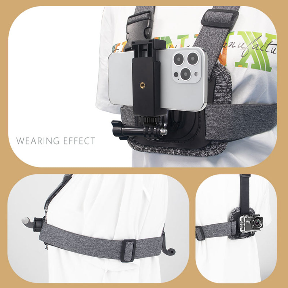 Поддръжка за гърдите на спортна камера Techsuit JX-002 за серията GoPro, Сив