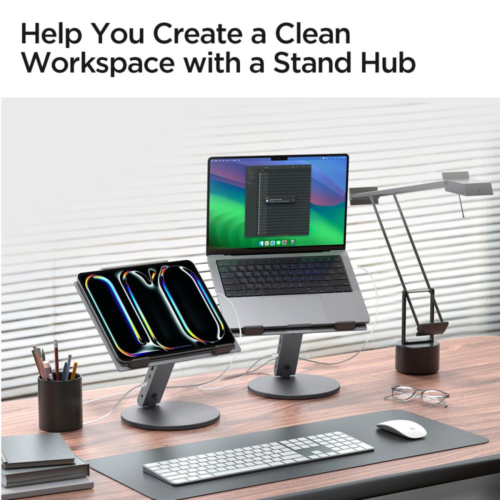 Подложка с хъб Spigen LD204H за лаптоп макс. 15.6 инча, Сив AMP08885