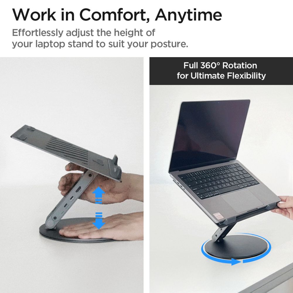 Подложка с хъб Spigen LD204H за лаптоп макс. 15.6 инча, Сив AMP08885