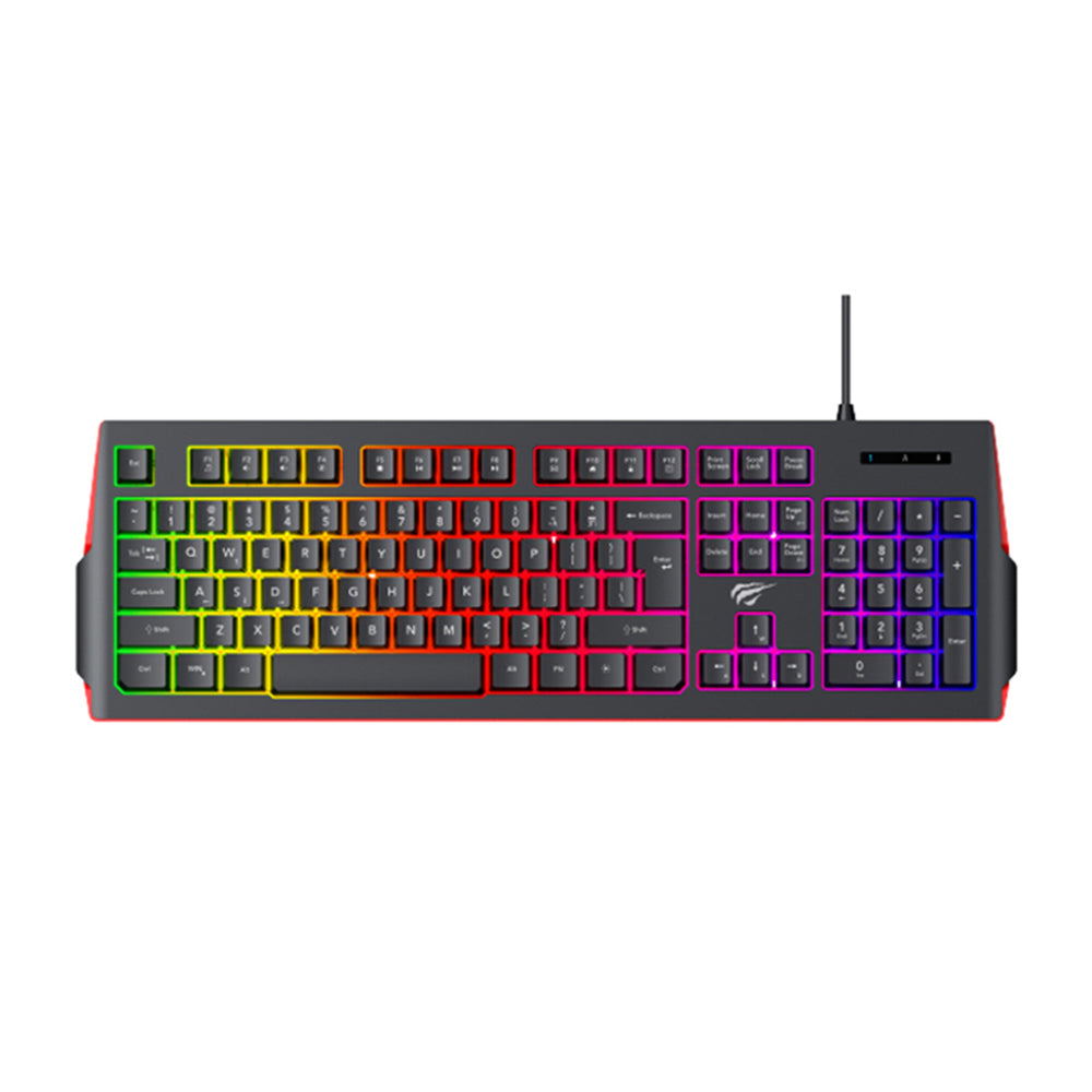 Гейминг клавиатура с кабел USB HAVIT KB866L, RGB, 1.4m, Черно-Червена