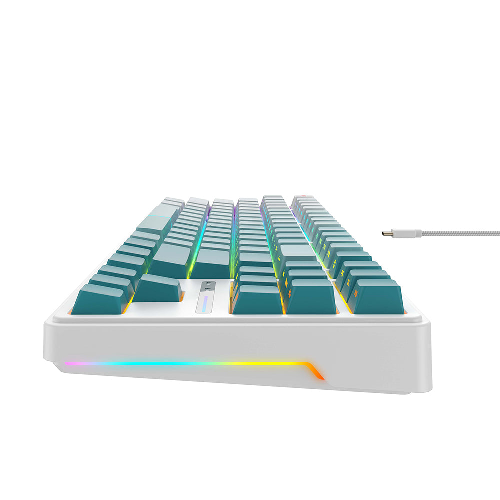 Геймърска клавиатура с кабел USB HAVIT KB901L, RGB, 1.8m, Бяло Зелена