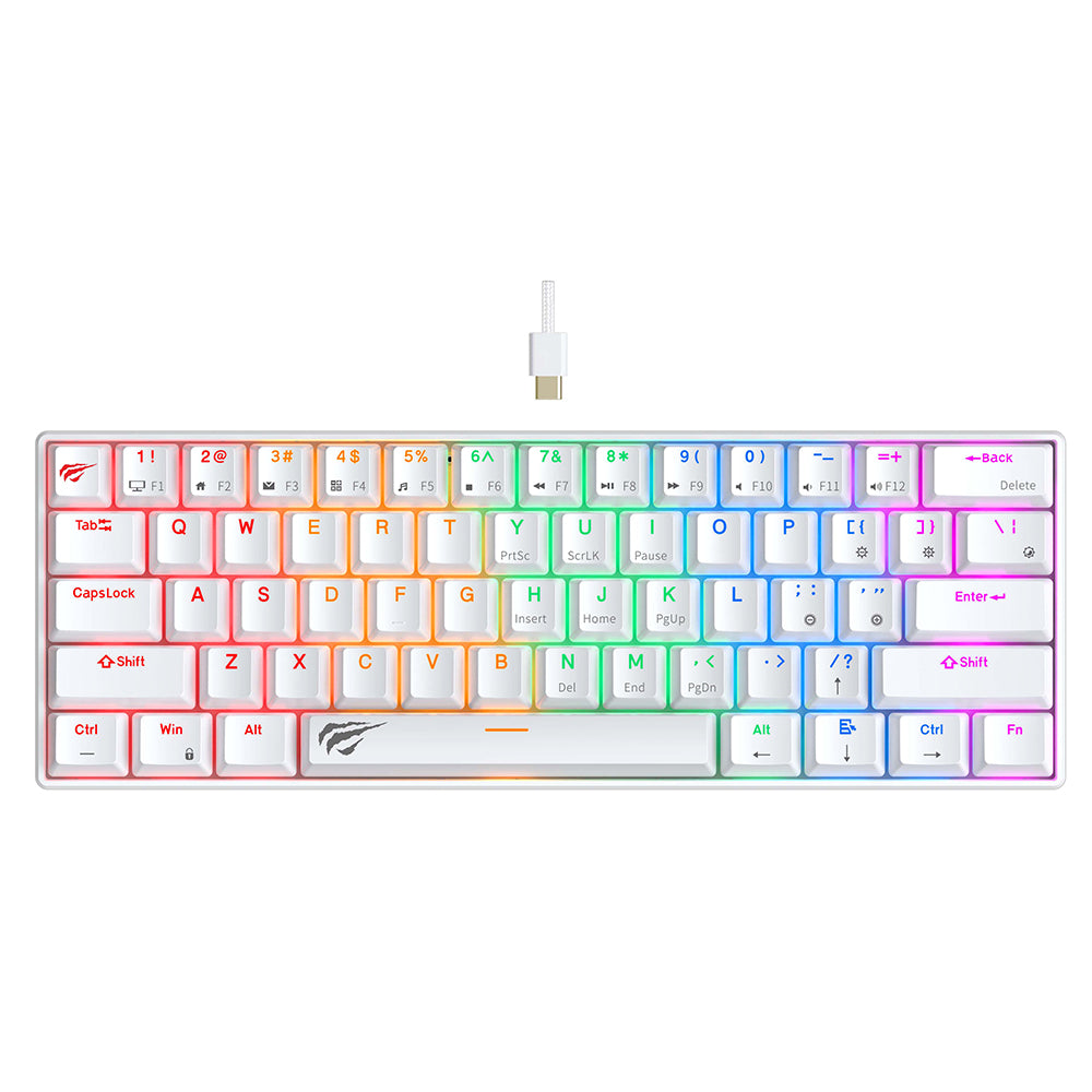 Жична гейминг клавиатура USB HAVIT KB903L, RGB, 1.8м, бяла