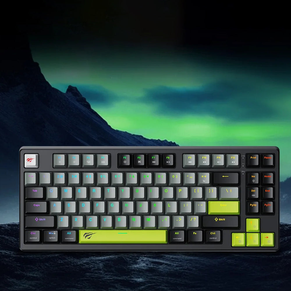 Гейминг клавиатура HAVIT KB904L, RGB, 1.8m, Черно-Зелена