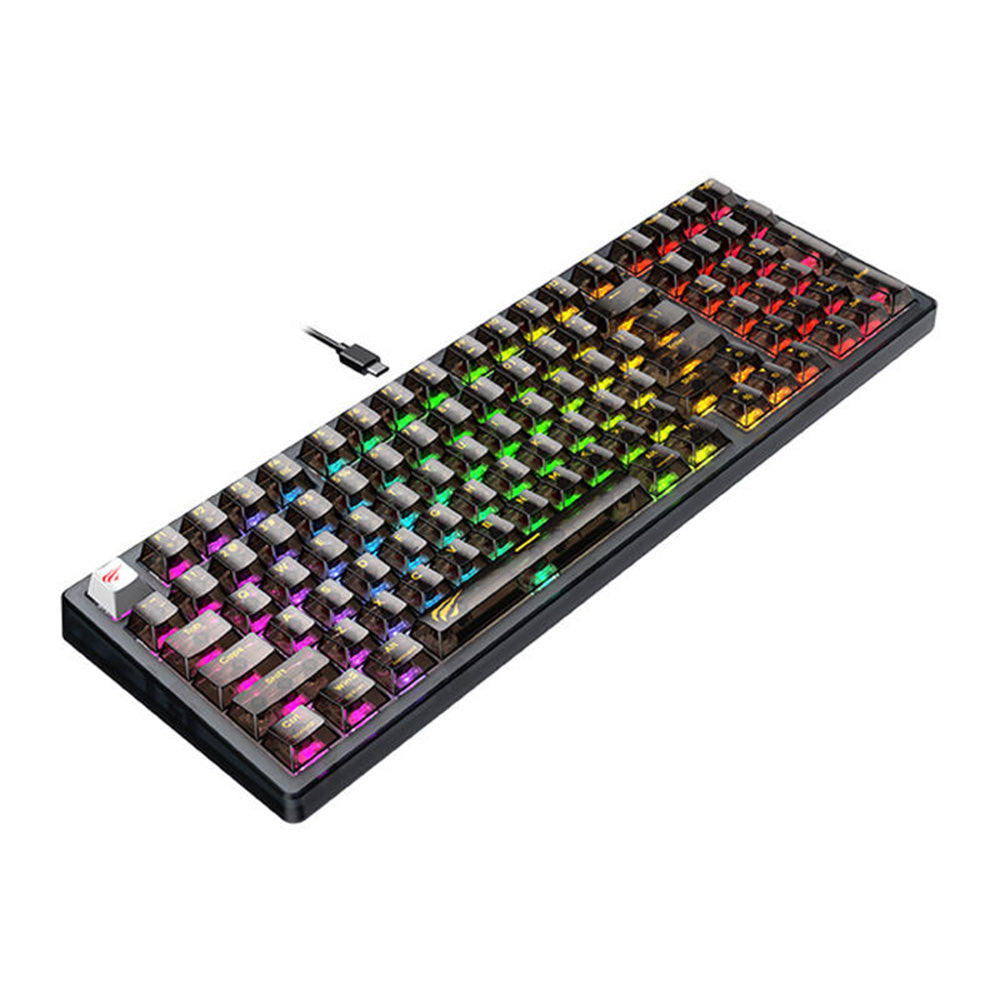 Игрална клавиатура с кабел USB HAVIT KB875L, RGB, 1.8m, Черна прозрачност