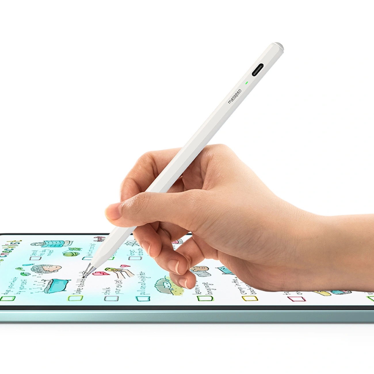 Тъч писалка Metapen Air8 Pro за Apple iPad, Активна версия, бял ME-APP172
