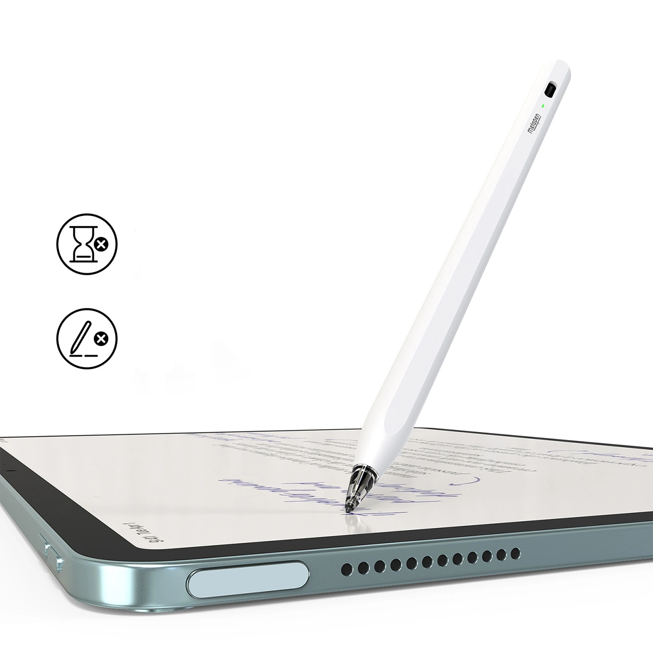 Тъч писалка Metapen Air8 Pro за Apple iPad, Активна версия, бял ME-APP172