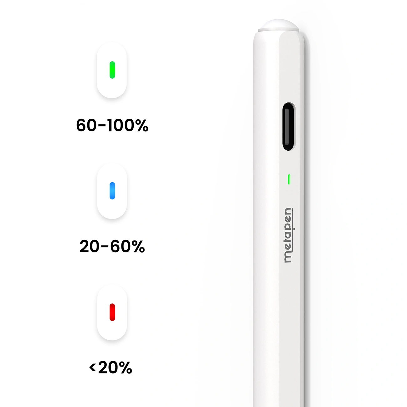 Тъч писалка Metapen Air8 Pro за Apple iPad, Активна версия, бял ME-APP172