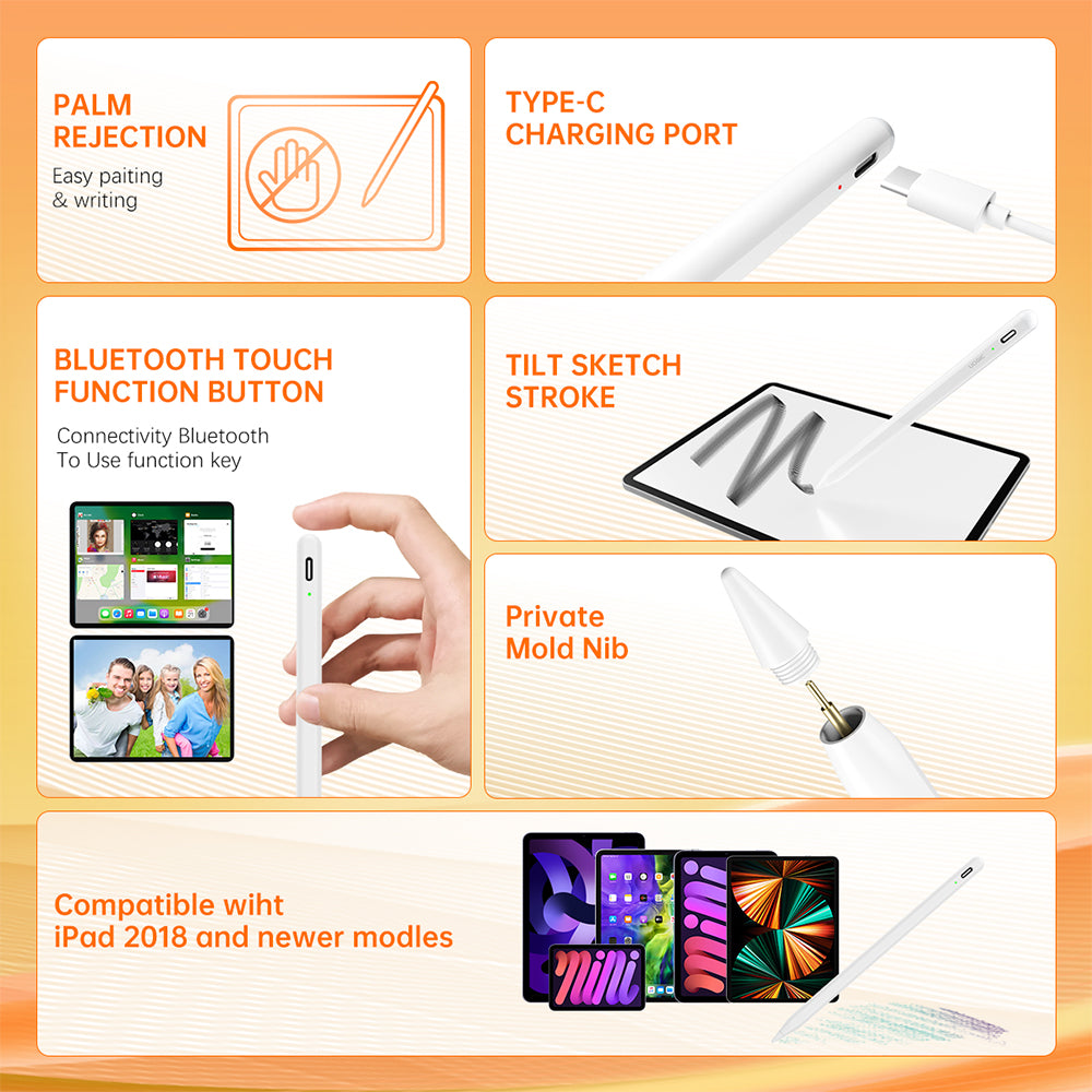 Touch Pen Techsuit AC10-CP за Apple iPad, Активна версия, Бял