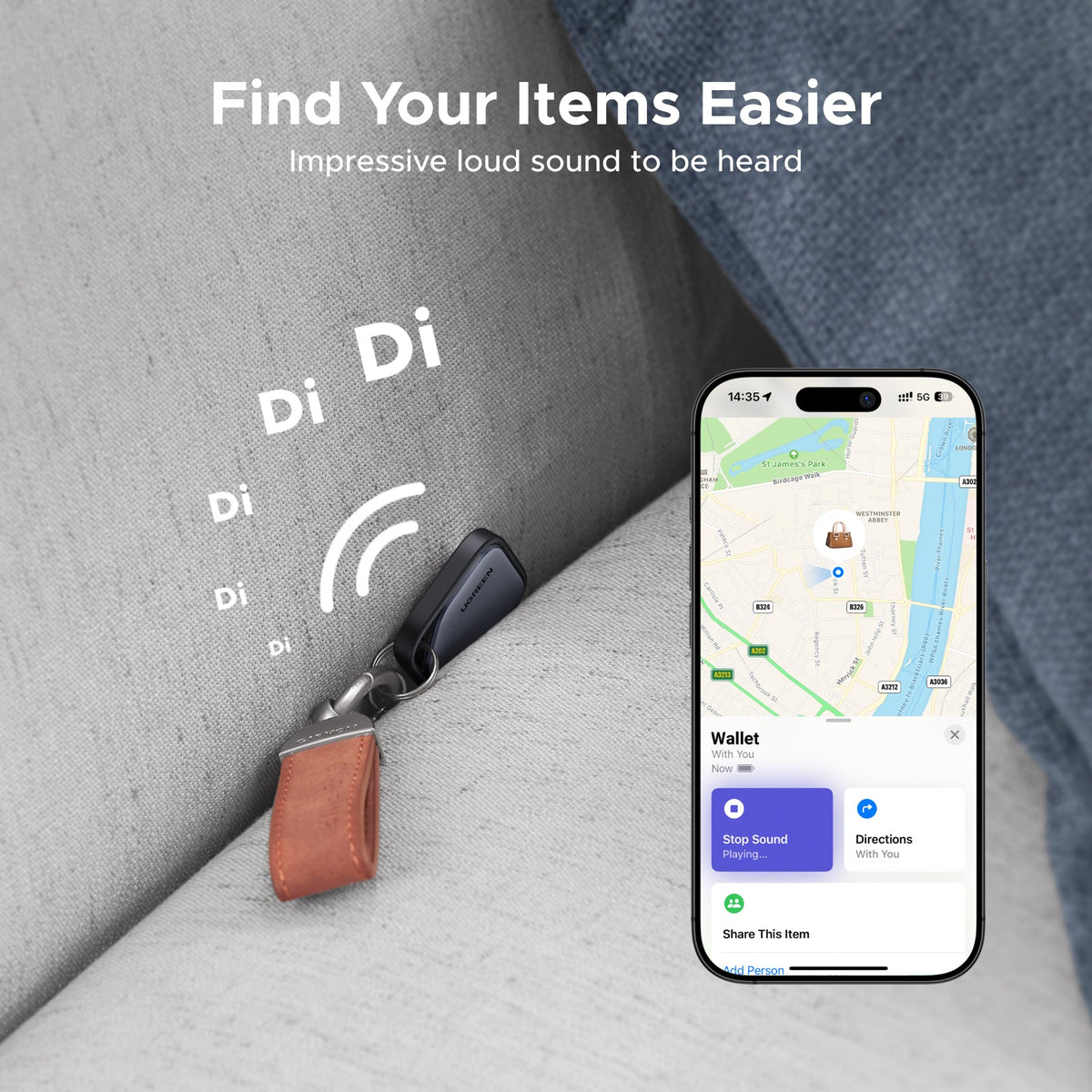 UGREEN SmartTag Pro Smart CM916 (75646P) за iOS / Android серия, комплект от 4 броя, черен