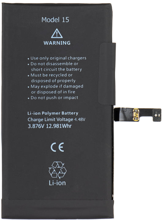 Батерия Apple iPhone 15, с интеграция на Flex BMS лента (не изисква запояване на контакти)