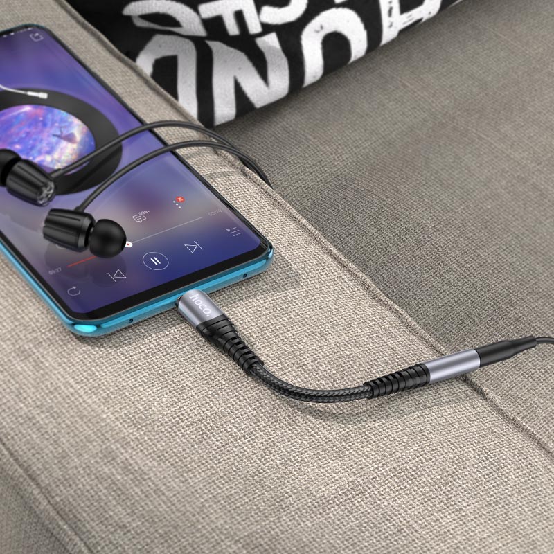 USB-C аудио адаптер - 3.5 мм HOCO LS33, сив