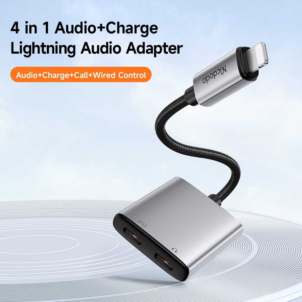 Аудио адаптер Lightning - Lightning / Lightning McDodo CA-5560 Wales, Сив