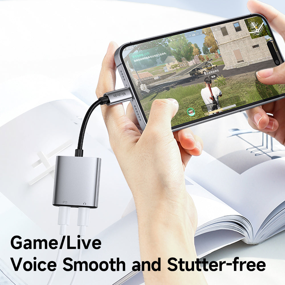 Аудио адаптер Lightning - Lightning / Lightning McDodo CA-5560 Wales, Сив