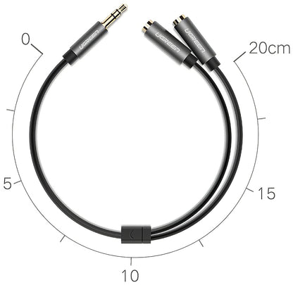 Адаптер Audio Splitter 3.5mm - 2 x 3.5mm UGREEN AV123 2in1, 0.2m, Сив