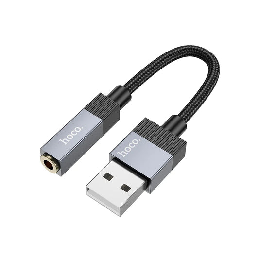 Аудио адаптер HOCO UPA32D, USB-A - 3.5mm, Черен