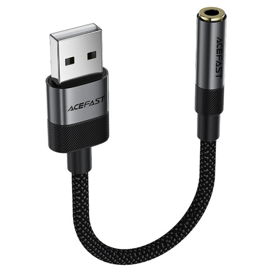 Аудио адаптер Acefast J13, USB-A - 3.5mm, Черен