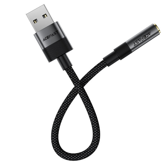 Аудио адаптер Acefast J13, USB-A - 3.5mm, Черен