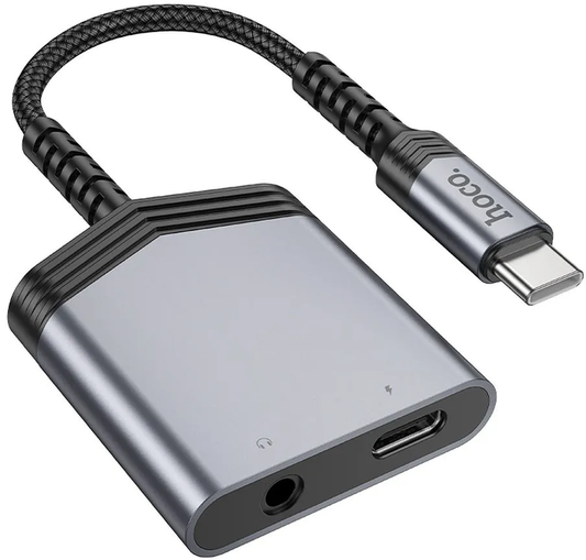 Аудио адаптер USB-C - USB-C / 3.5mm HOCO LS39, Черен