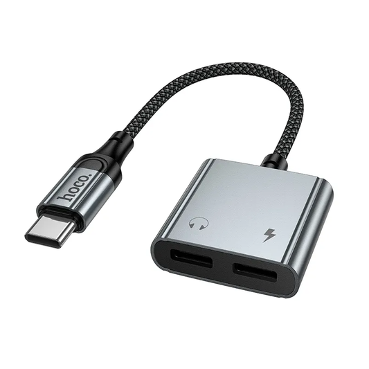 Аудио адаптер USB-C - USB-C / USB-C HOCO UPA34A, Сив