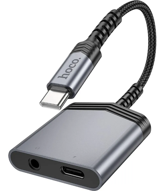 Аудио адаптер USB-C - USB-C / 3.5mm HOCO LS39, Черен