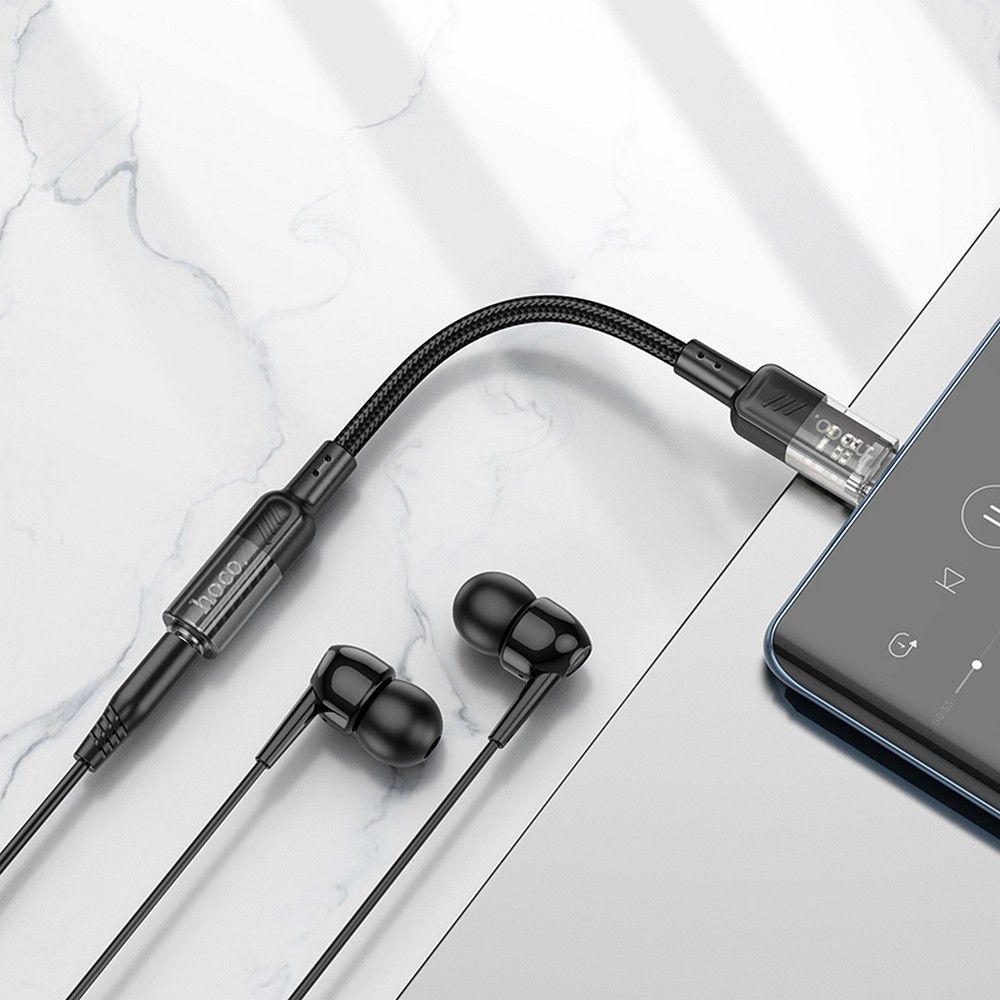 USB-C - 3,5 мм аудио адаптер HOCO LS37, черен 