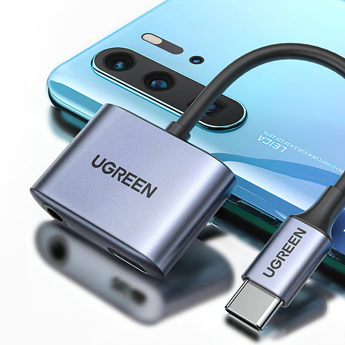 Аудио адаптер USB-C - 3.5mm / USB-C UGREEN CM231, Сив