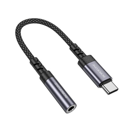 USB-C аудио адаптер - 3.5 мм Borofone BV24, сив