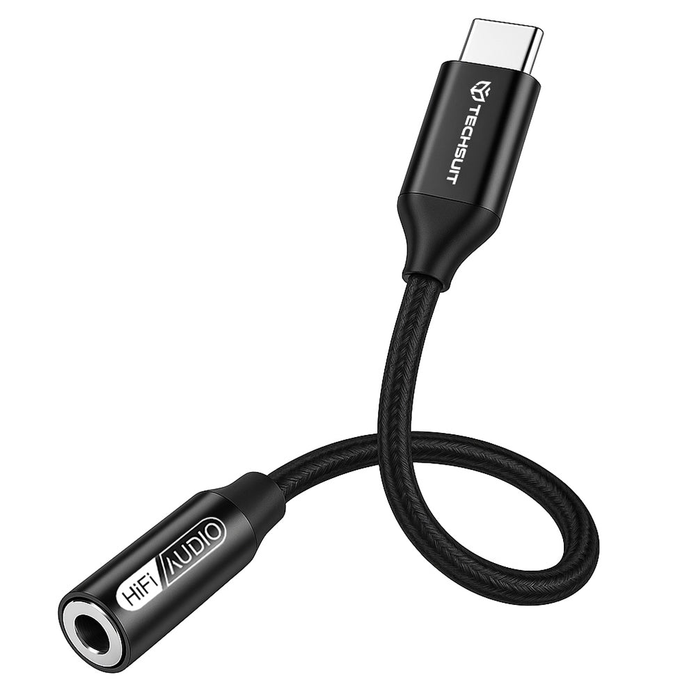 Аудио адаптер USB-C - 3.5mm Techsuit AC13 FuseXound, Черен