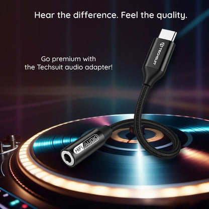Аудио адаптер USB-C - 3.5mm Techsuit AC13 FuseXound, Черен