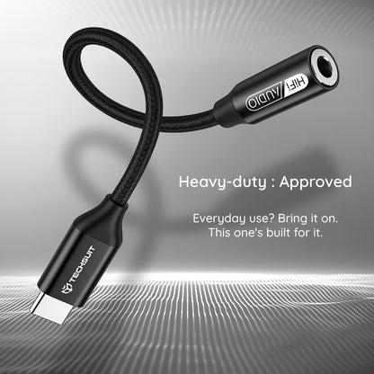 Аудио адаптер USB-C - 3.5mm Techsuit AC13 FuseXound, Черен
