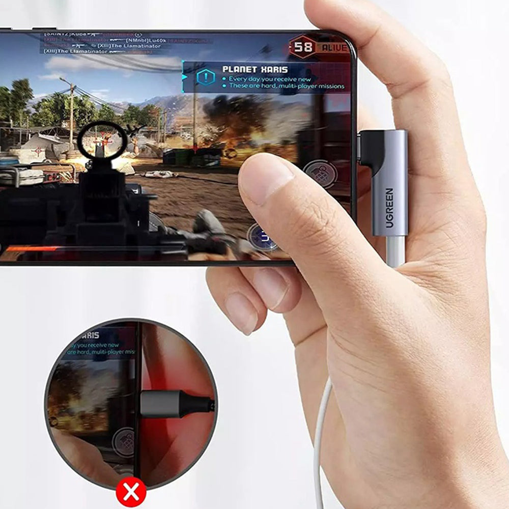 Аудио адаптер USB-C - 3.5mm UGREEN CM460 (20194) под ъгъл, сив