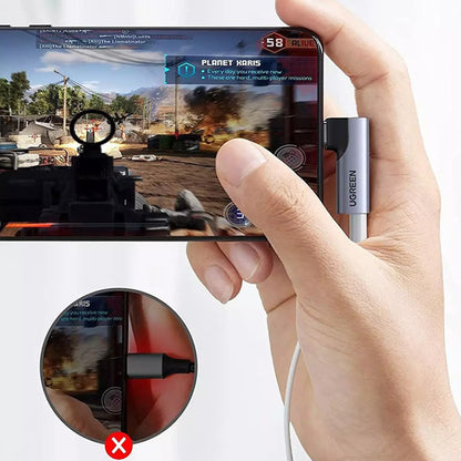 Аудио адаптер USB-C - 3.5mm UGREEN CM460 (20194) под ъгъл, сив