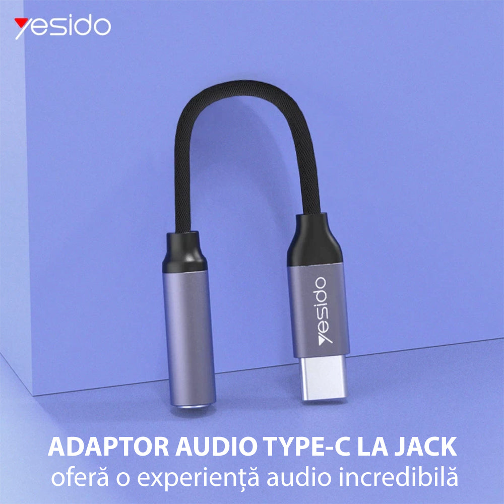 Аудио адаптер USB-C - 3.5mm Yesido YAU19, Черен