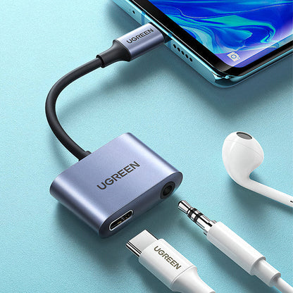 Аудио адаптер USB-C - 3.5mm / USB-C UGREEN CM231, Сив
