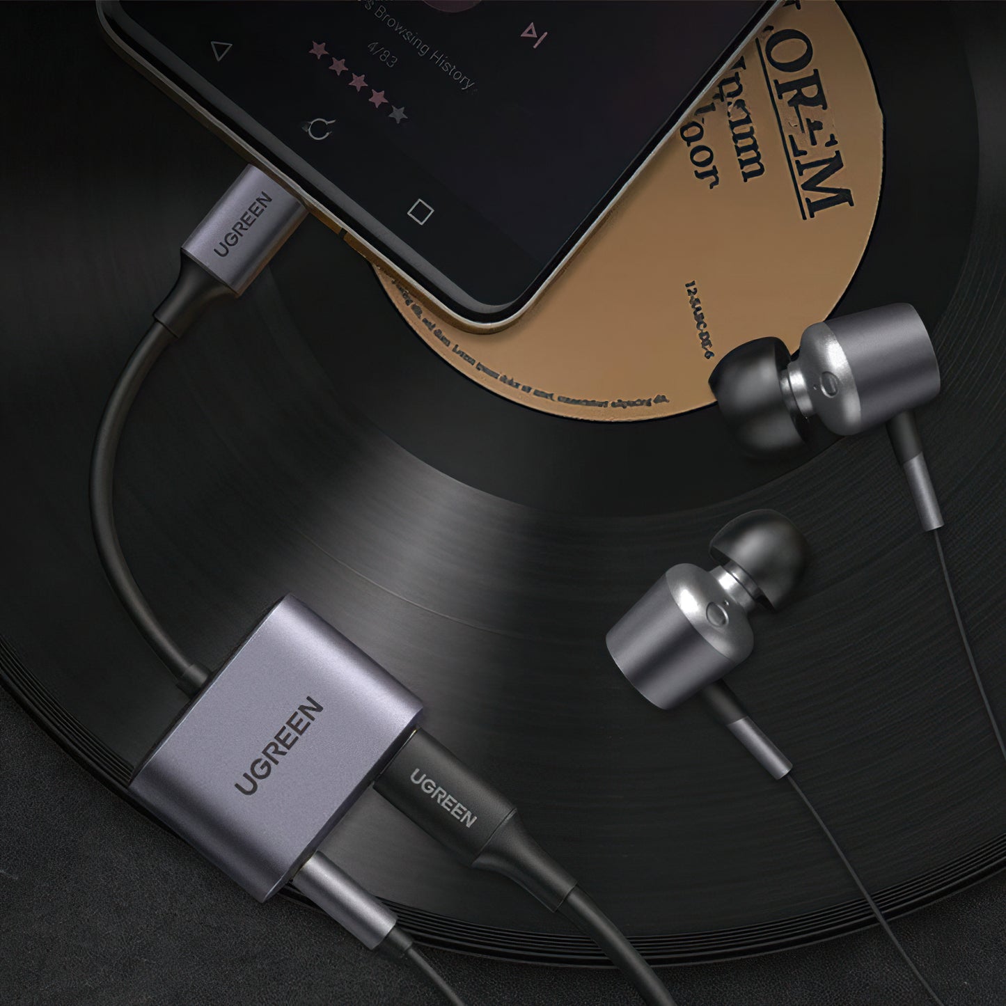 Аудио адаптер USB-C - 3.5mm / USB-C UGREEN CM231, Сив