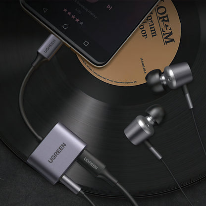 Аудио адаптер USB-C - 3.5mm / USB-C UGREEN CM231, Сив