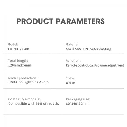 Аудио адаптер USB-C - Lightning XO Design NB-R268B, Бял