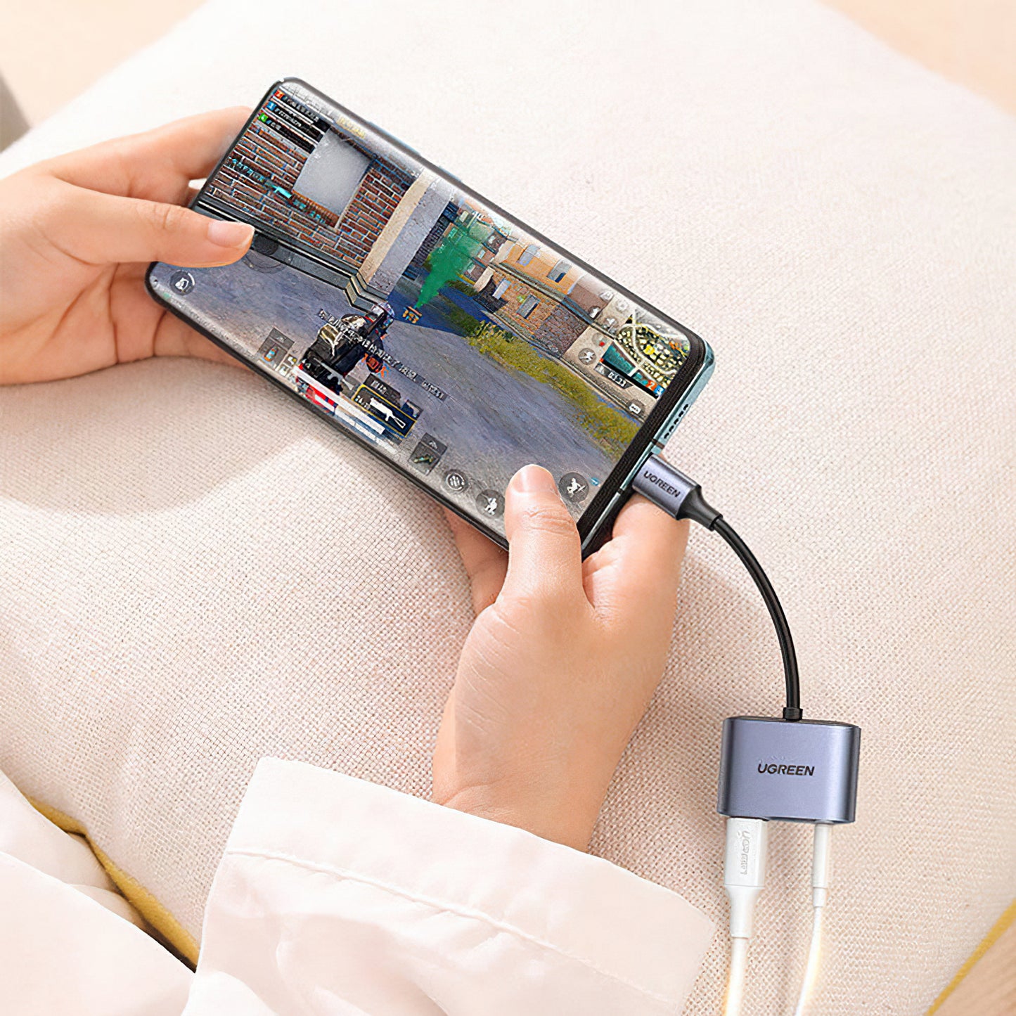 Аудио адаптер USB-C - 3.5mm / USB-C UGREEN CM231, Сив