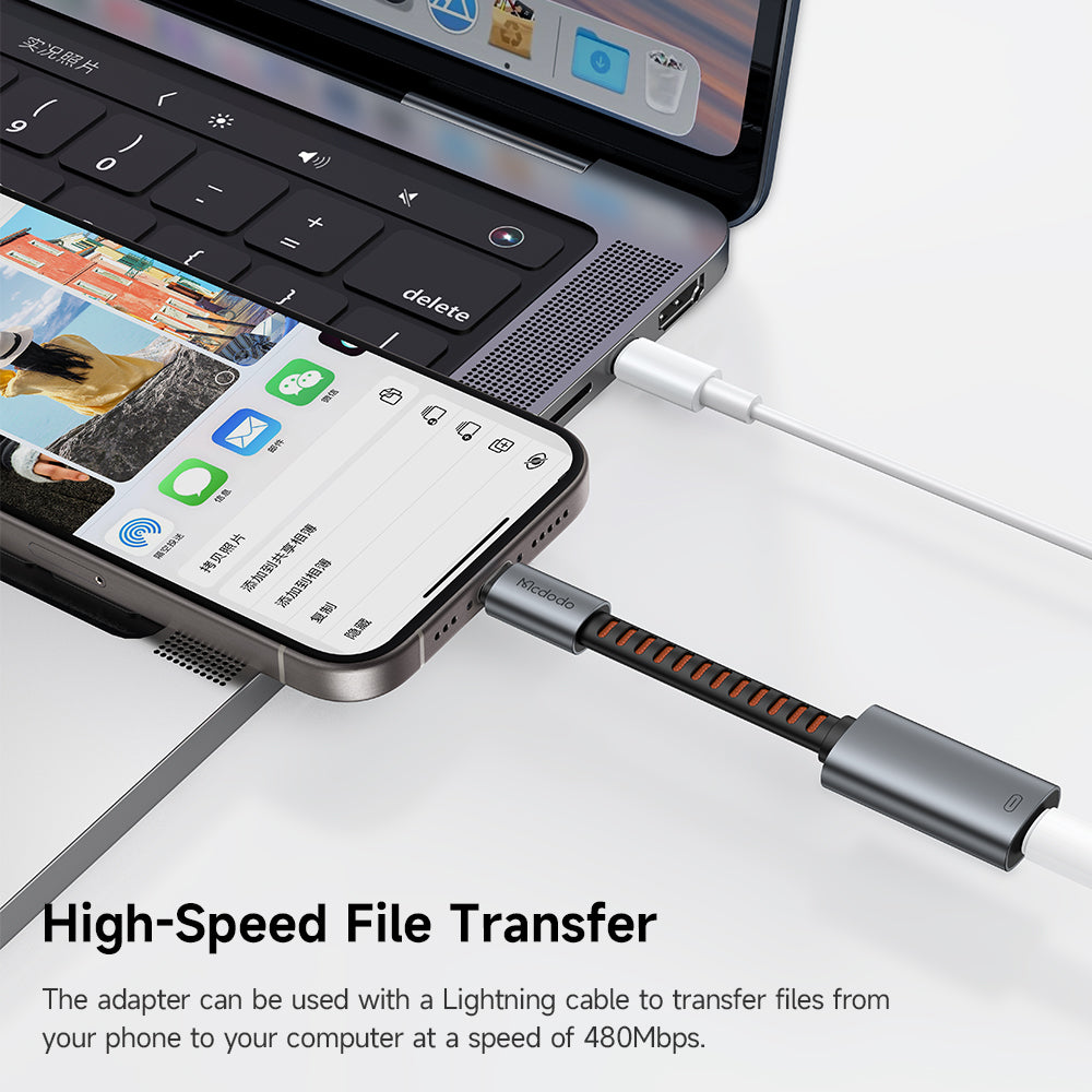 Аудио адаптер USB-C - Lightning McDodo CA-4870, Сив