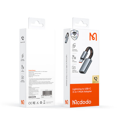 Аудио адаптер USB-C - Lightning McDodo CA-4870, Сив