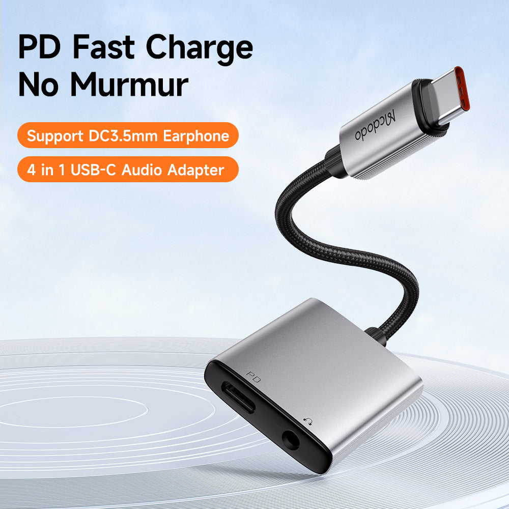 Аудио адаптер USB-C - USB-C / 3.5mm McDodo CA-5050 Wales, Сив