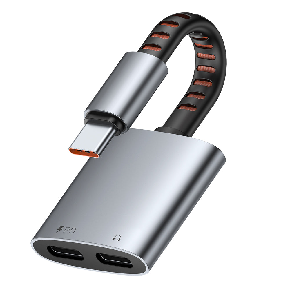 Аудио адаптер USB-C - USB-C / USB-C McDodo CA-3370, Сив