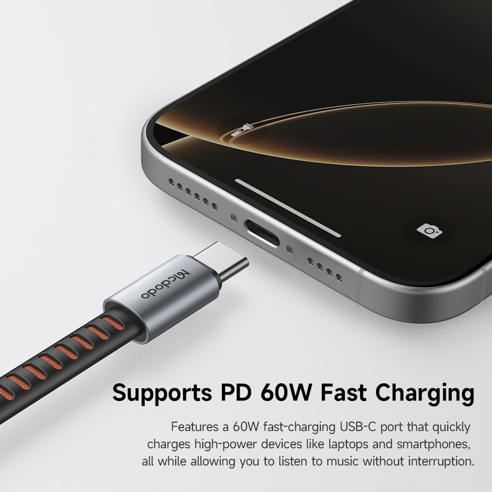 Аудио адаптер USB-C - USB-C / USB-C McDodo CA-3370, Сив