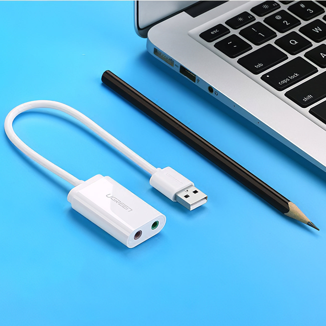USB звукова карта UGREEN US205, 2 x Jack 3.5mm, Бяла